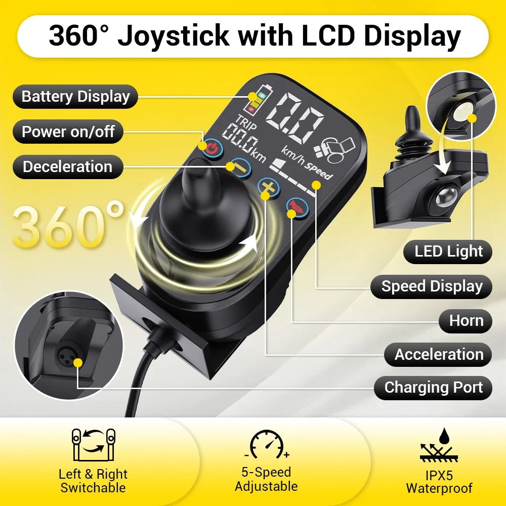 Powerful Lithium Rechargeable Controlled Lightweight 17.5kg Elderly Electric Wheelchair Brushless Motor Health Care Wheelchair