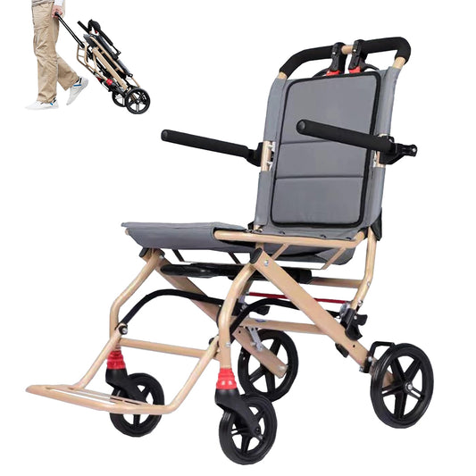 Manual Wheelchair Lightweight Foldable Transport Wheelchair Travel Wheelchair Support 220lbs with Telescopic Handle