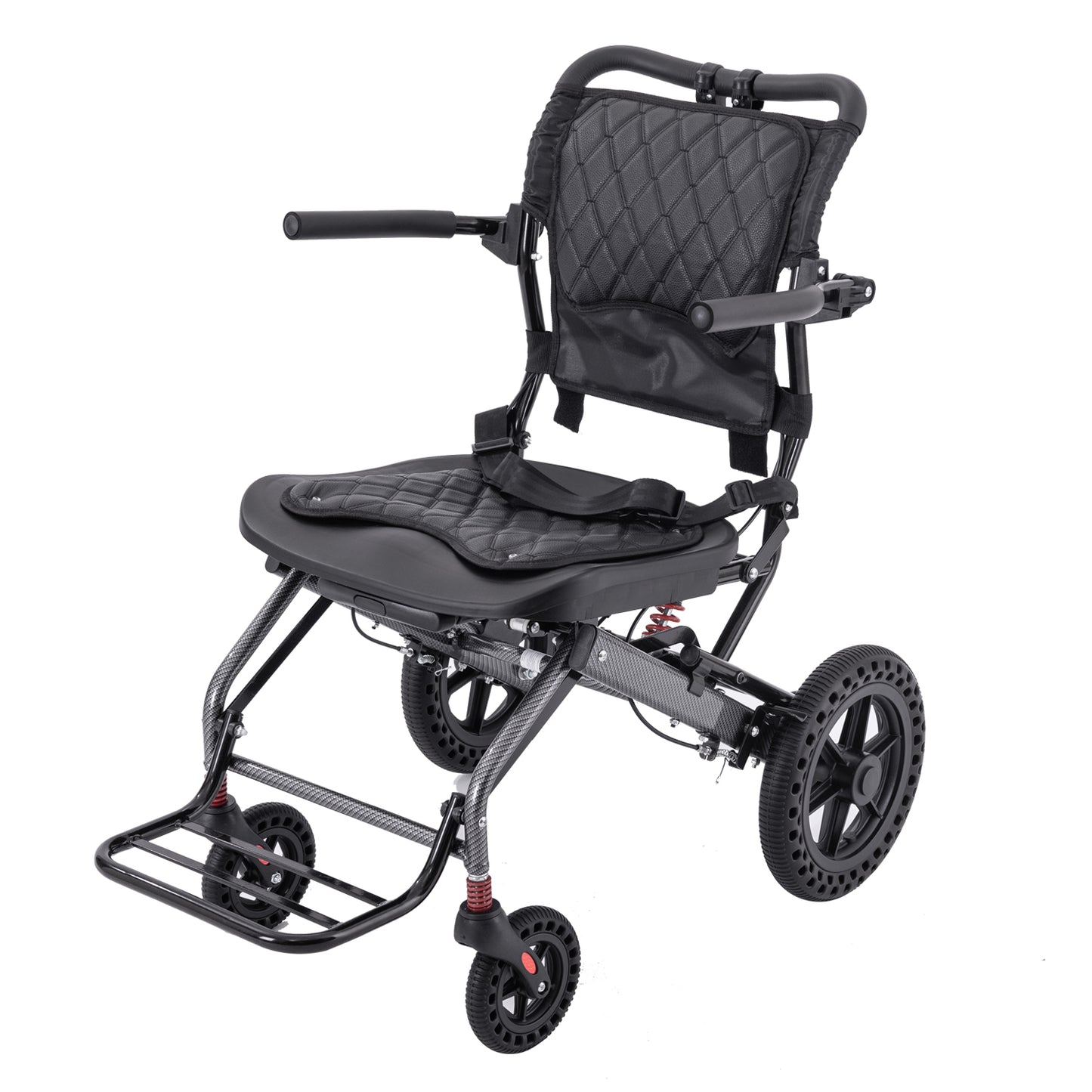 Ultra Lightweight Portable Ergonomic Design Foldable Manual Wheelchair with Pull Rod Aluminum Alloy Travel Wheelchair