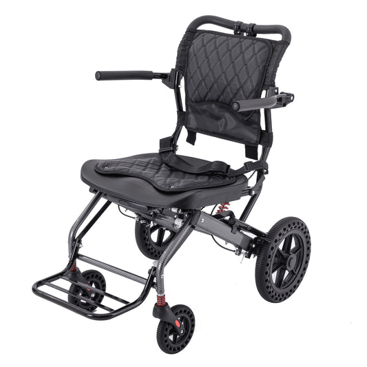 Ultra Lightweight Portable Ergonomic Design Foldable Manual Wheelchair with Pull Rod Aluminum Alloy Travel Wheelchair