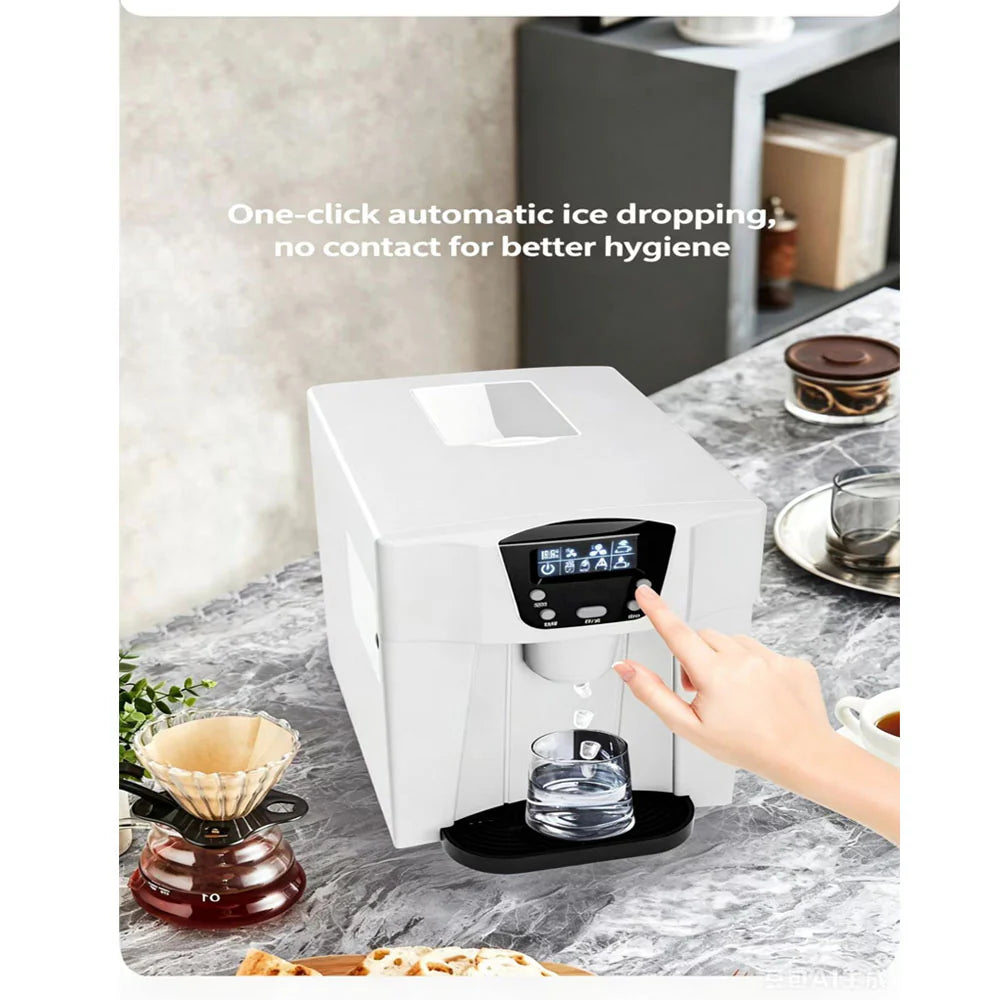 3-in-1 Countertop Ice Maker & Cold Water Dispenser – 15KG/Day, 2L Tank, Silver