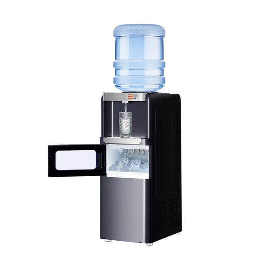 2-in-1 Hot & Cold Water Dispenser with Built-In Ice Maker – 20KG/Day Bullet Ice Machine, Child Lock, 530W