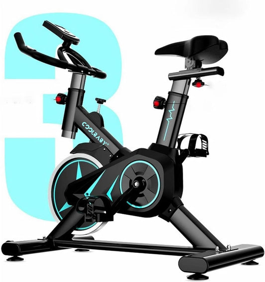 COOLBABY Indoor Cycling Bike for Home Gym - Magnetic Resistance, Height Adjustable Seat, Display, Phone Holder, Heart Rate Monitor, 220lb Capacity