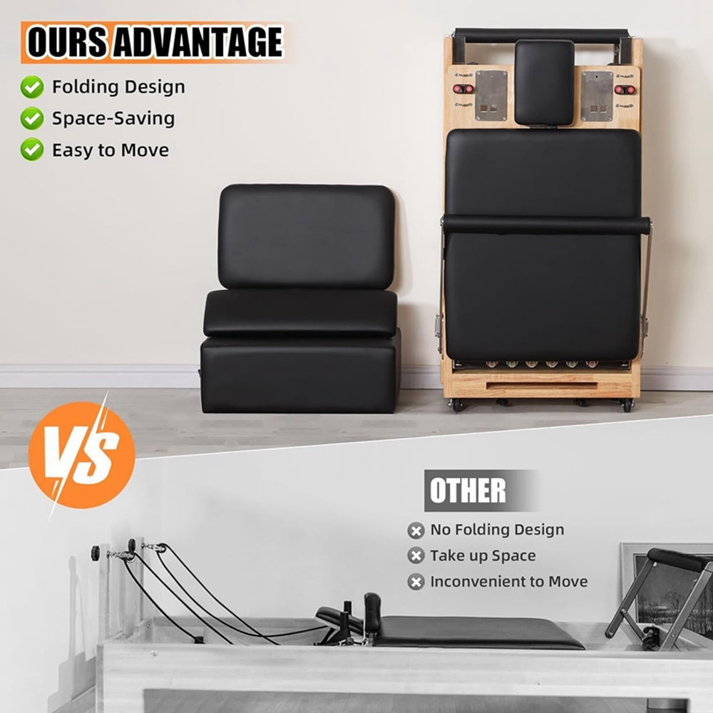 COOLBABY SSZ-PLT03 Pilates Reformer Folding Pilates Solid Wood Core Bed