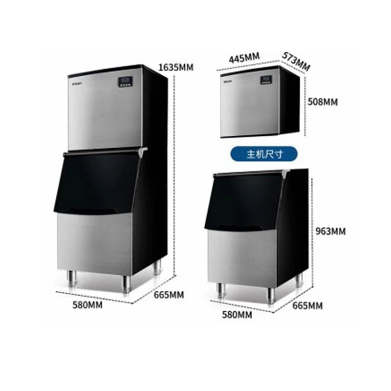 Commercial Ice Maker Machine 250KG/300KG/350KG per 24 Hours – Freestanding Stainless Steel Ice Machine with 220KG Storage for Restaurants, Cafés, Bars & Hotels