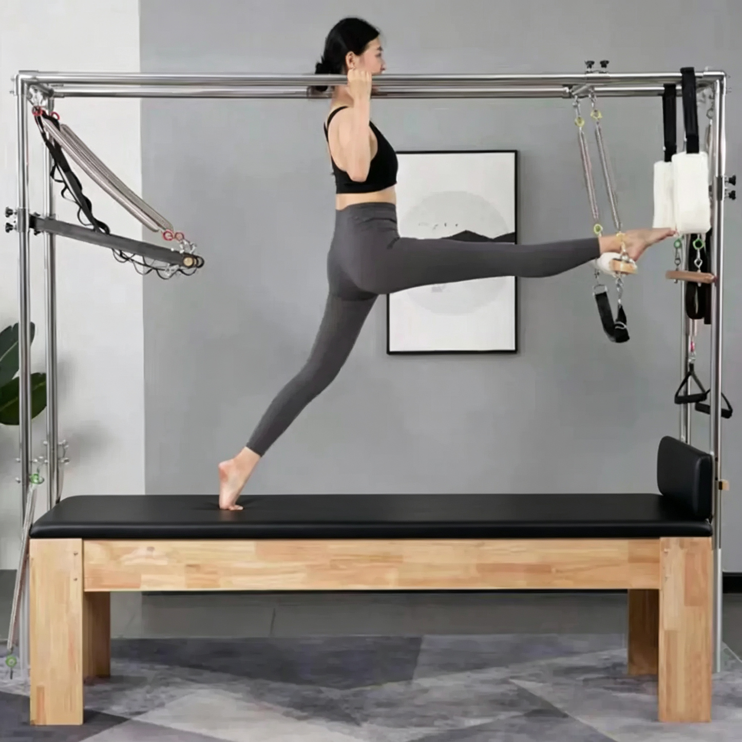 Oak Rubber Wood Pilates Cadillac Reformer Trapeze Table Solid Wood Pilates Cadillac