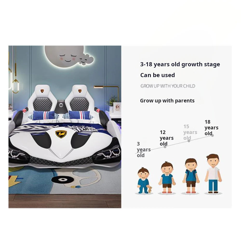 COOLBABY ETC1127 Children's Bed Boys Bed Car Style Single Bed (Without Mattress)