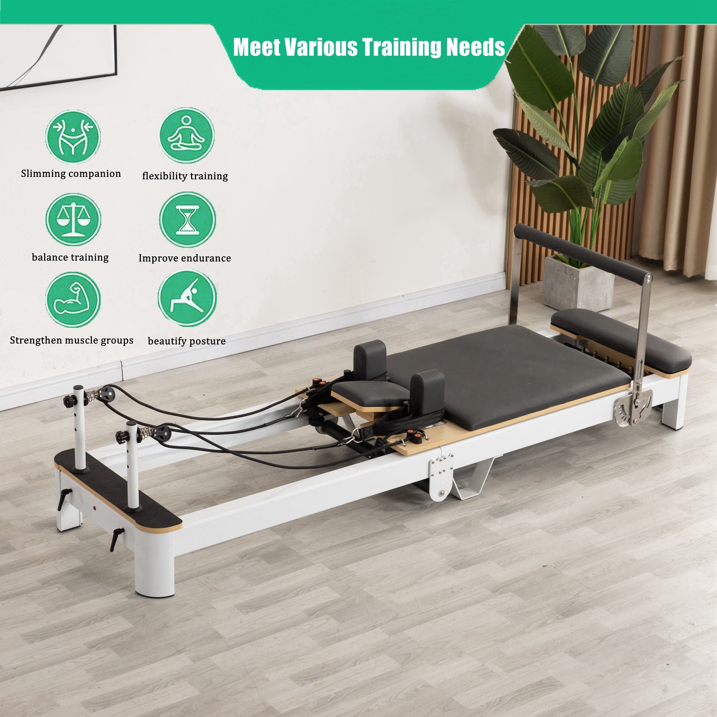 COOLBABY GS-PLT04 Pilates Reformer Folding Aluminum Yoga Bed NCS Pilates Reformer Machine, Aluminum Alloy Foldable Pilates Bed for Home, Exercise Yoga Equipment