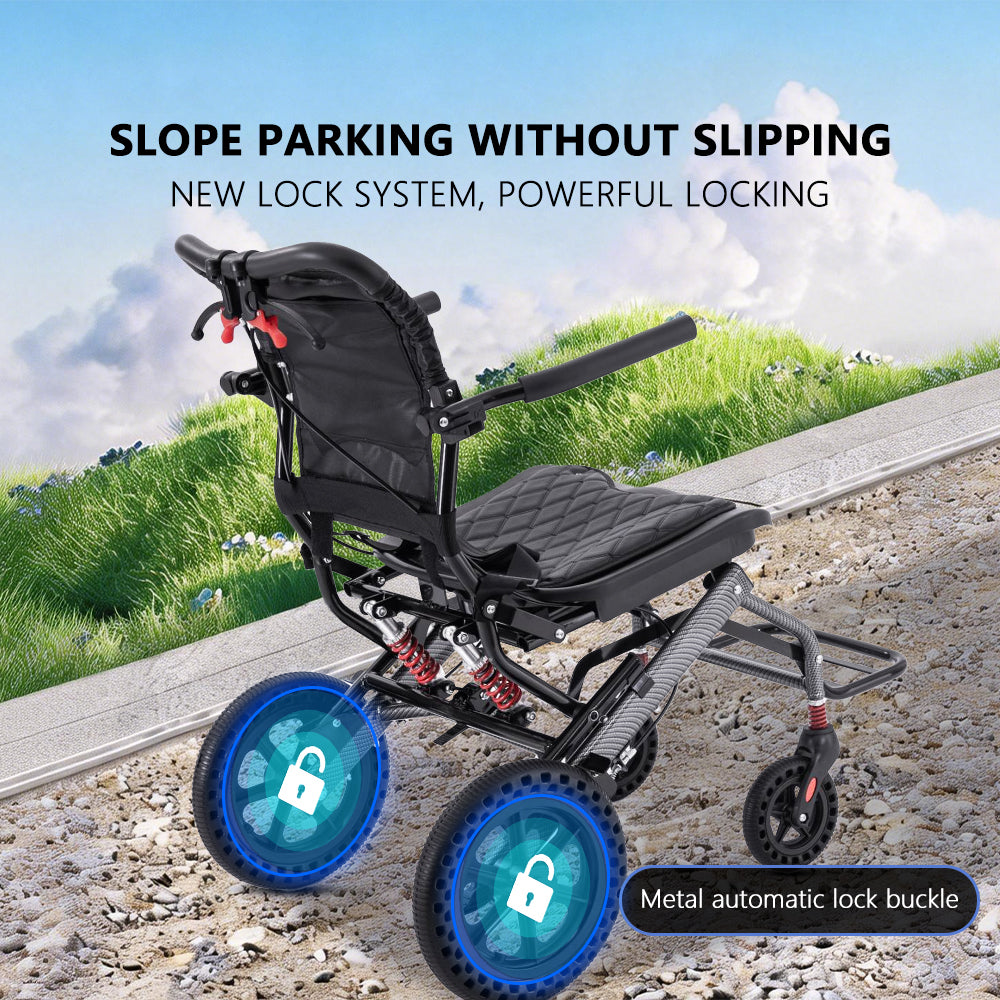 Ultra Lightweight Portable Ergonomic Design Foldable Manual Wheelchair with Pull Rod Aluminum Alloy Travel Wheelchair