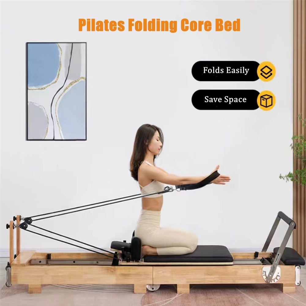 COOLBABY SSZ-PLT03 Pilates Reformer Folding Pilates Solid Wood Core Bed