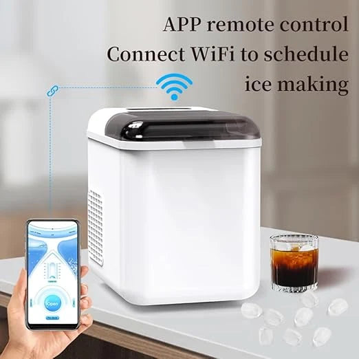 COOL BABY Smart App-Controlled Countertop Ice Maker – 1.3L Self-Cleaning Bullet Ice Machine, Grey | CKGO-i5