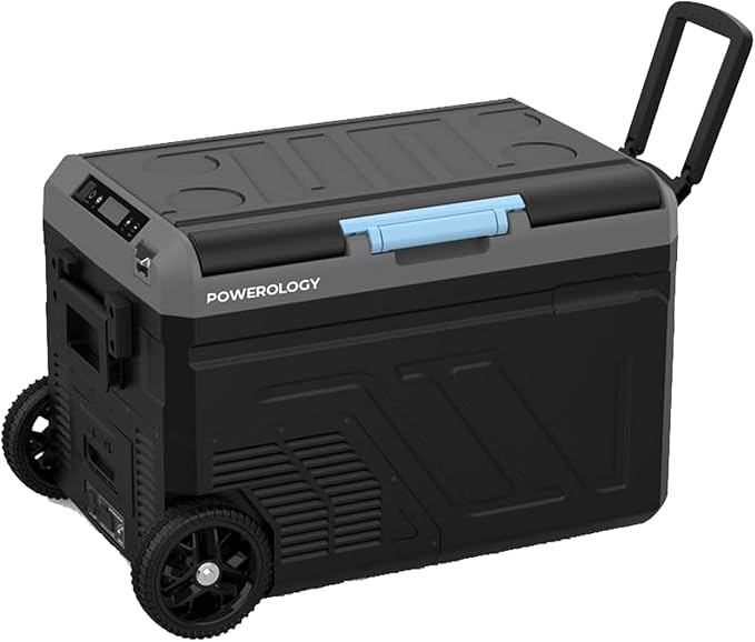 Dual-Zone Portable Fridge & Ice Maker – Car Refrigerator with Fast Ice, Wheels, Pull Handle & Child Lock