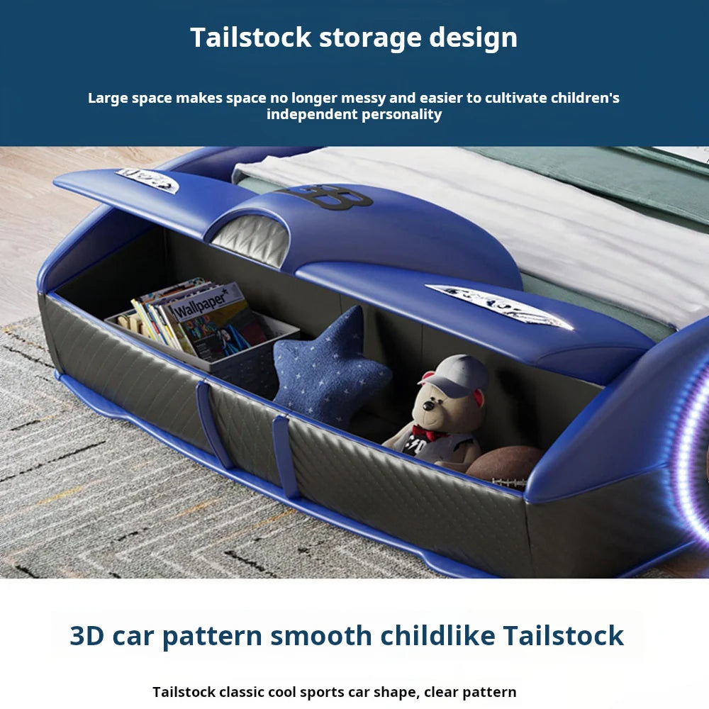 Car Style Kids Wooden Bed – Safe, Stylish & Built to Last Eco-Friendly Wooden Kids Bed –Only Bed  Minimalist Design ZLJ1130-BL-150-SRK