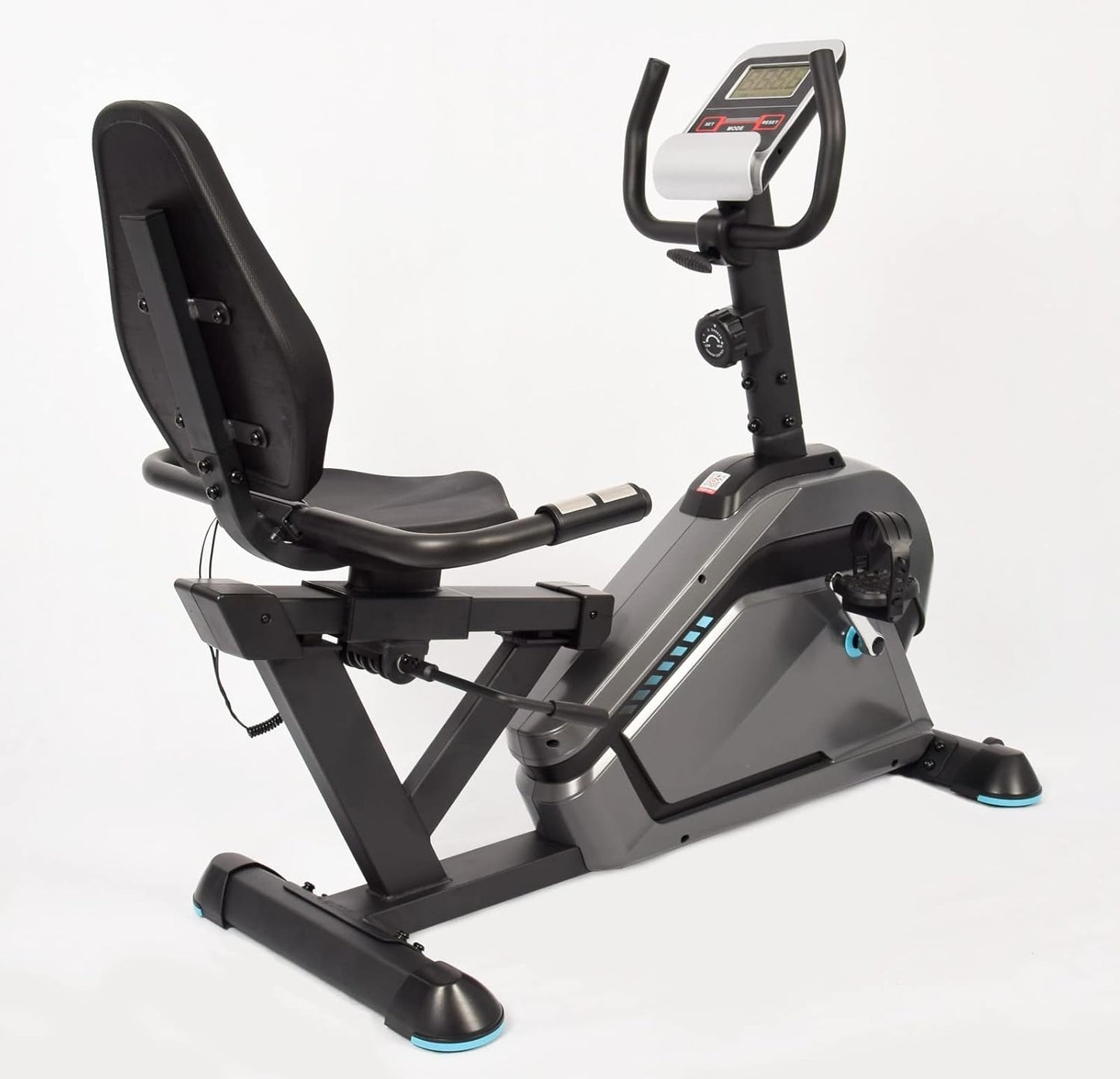 Recumbent Exercise Bike with 8-Level Magnetic Resistance, 2-Way Flywheel, Adjustable Seat, Digital Display, and Workout App Compatibility for Home Gym Fitness