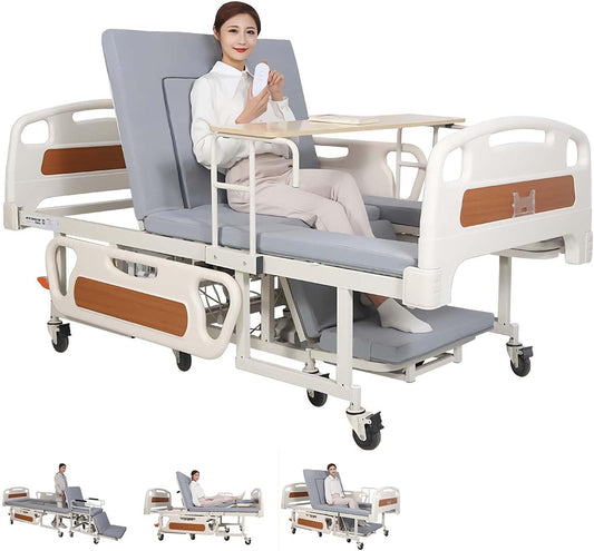 Multi-Functional Nursing Bed Adjustable Electric Hospital Bed For Elderly, With Wheelchair And Toilet Feature