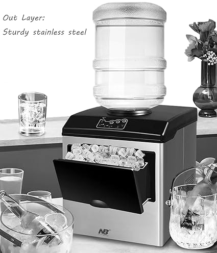 2-in-1 Stainless Steel Ice Maker & Cold Water Dispenser – 48 lbs/Day, 3 Ice Sizes, Self-Cleaning