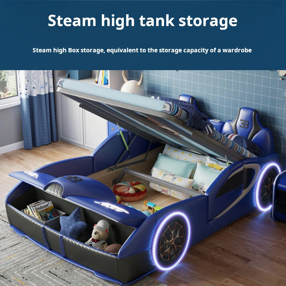 Car Style Kids Wooden Bed – Safe, Stylish & Built to Last Eco-Friendly Wooden Kids Bed –Only Bed  Minimalist Design ZLJ1130-BL-150-SRK