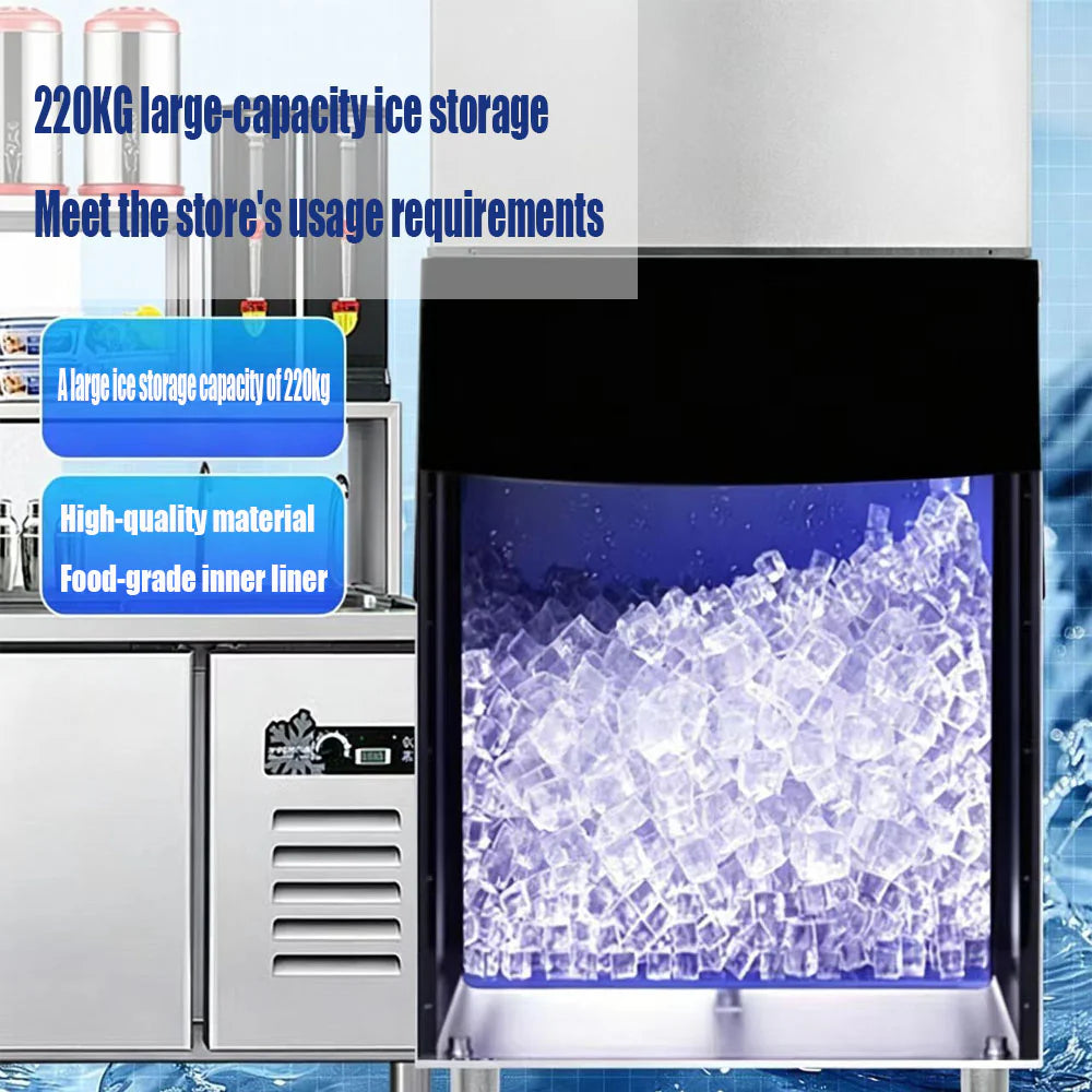 Commercial Ice Maker Machine 550KG/24H – Water-Cooled Split Ice Machine with 220KG Storage, Automatic Cleaning & Adjustable Square Ice Cubes