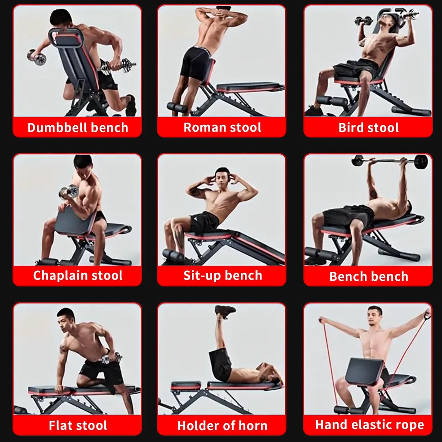 Adjustable Weight Bench,Multifunctional Fitness Bench Foldable Workout Bench for Full Body Exercise,Bench Press Bar Load-bearing 1100lbs,With Drawstring