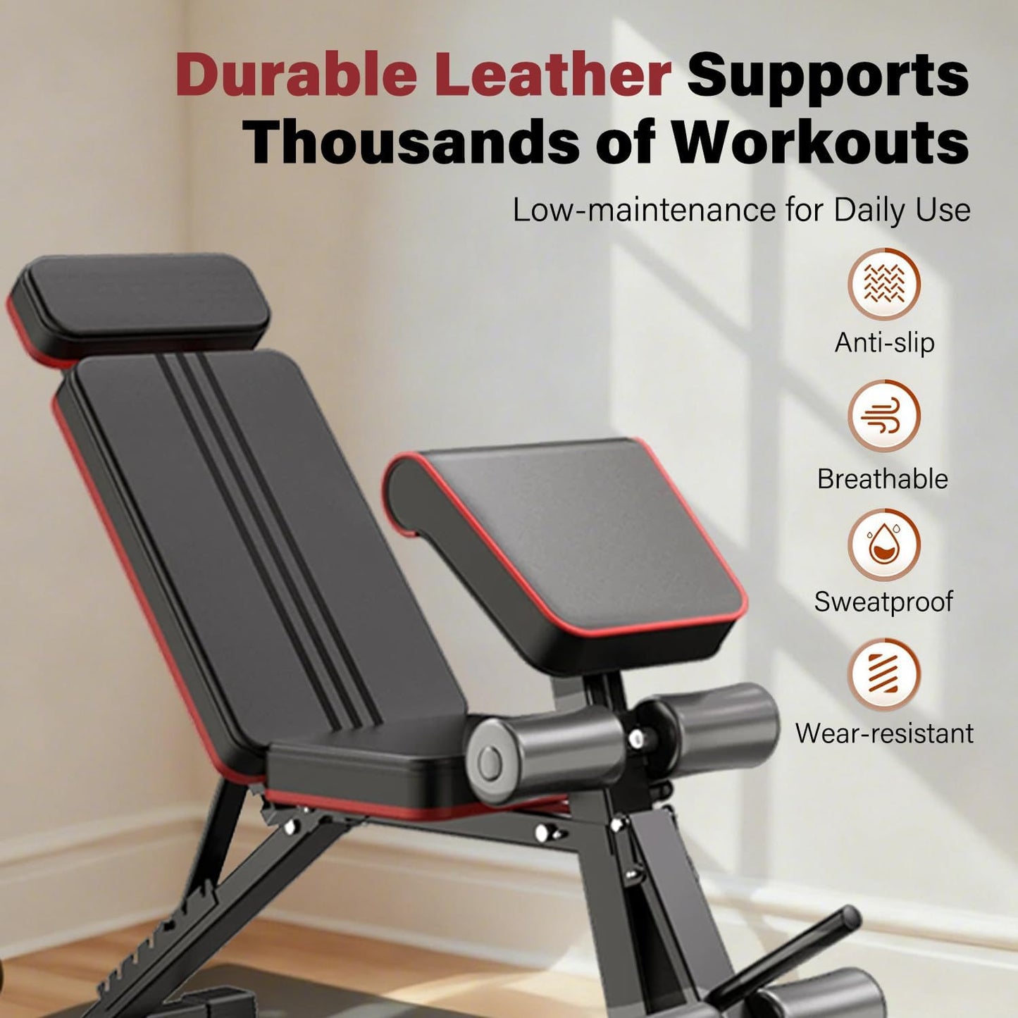 Adjustable Weight Bench - Multifunctional Fitness Bench, Foldable Exercise Workout Bench for Full Body Exercise