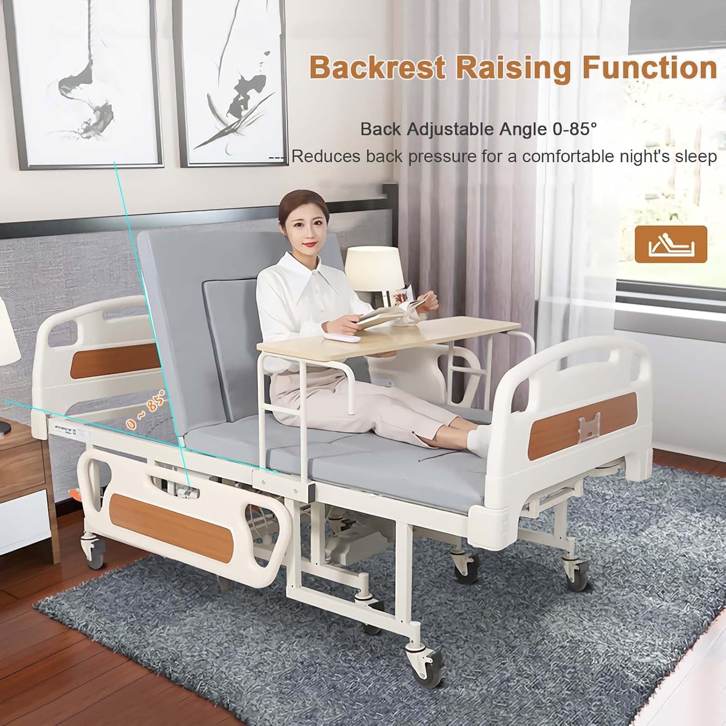 Multi-Functional Nursing Bed Adjustable Electric Hospital Bed For Elderly, With Wheelchair And Toilet Feature