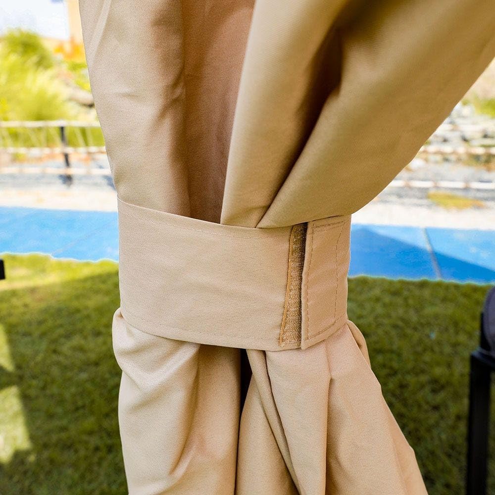 MOST WANTED Delight Gazebo Tent Steel Frame With Polyester Roof  Square Shape Tent With Curtain  Water And Uv Resistant Garden Patio Canopy Modern Outdoor Furniture 2.7X2.7M - Beige