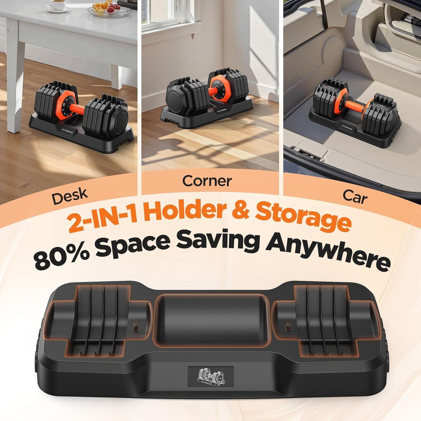 Adjustable Dumbbell Set Pair 55lbs, 10-in-1 Free Weight