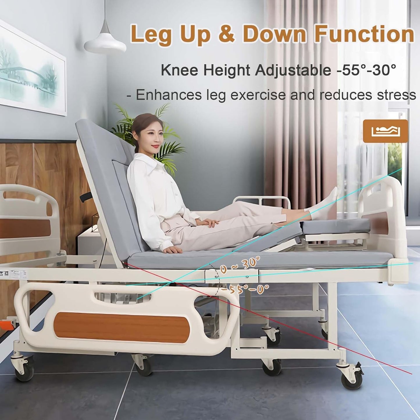 Multi-Functional Nursing Bed Adjustable Electric Hospital Bed For Elderly, With Wheelchair And Toilet Feature