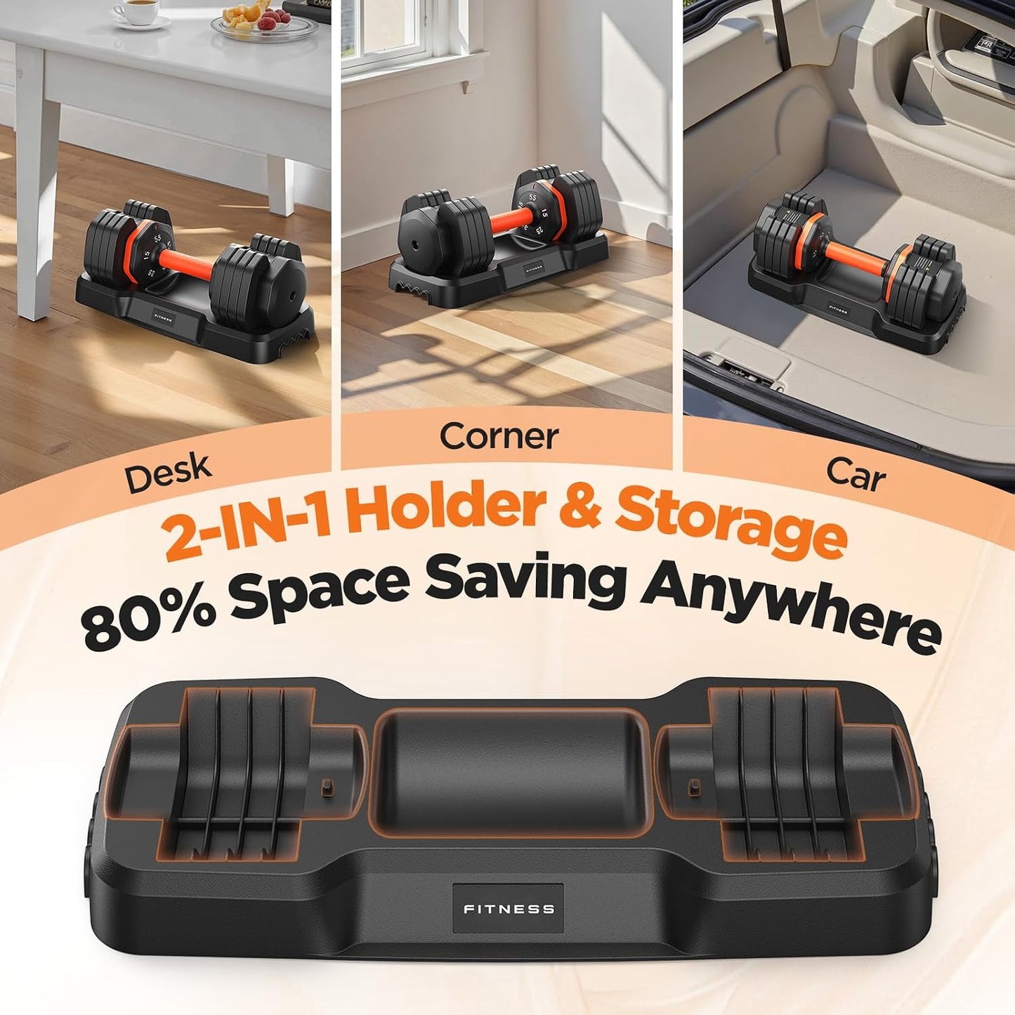 55lbs Weights Dumbbell Set with Storage Box, Updated Adjustable Dumbbell Set of 2,  55lbs Adjustable