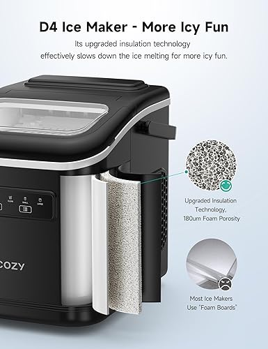 Compact Portable Ice Maker – 15KG/Day with 2 Ice Sizes, Self-Cleaning and Carry Handle – Black