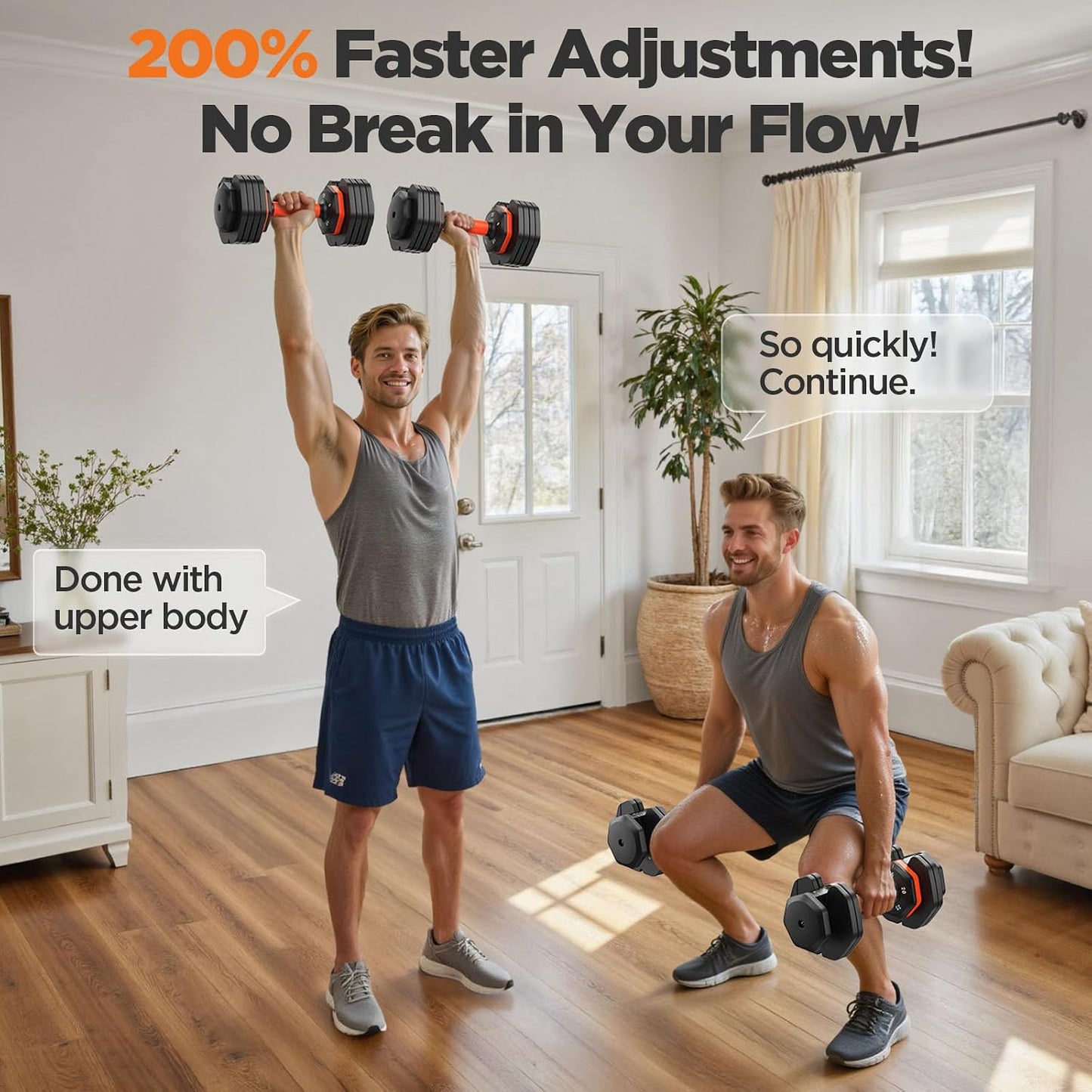 55lbs Weights Dumbbell Set with Storage Box, Updated Adjustable Dumbbell Set of 2,  55lbs Adjustable