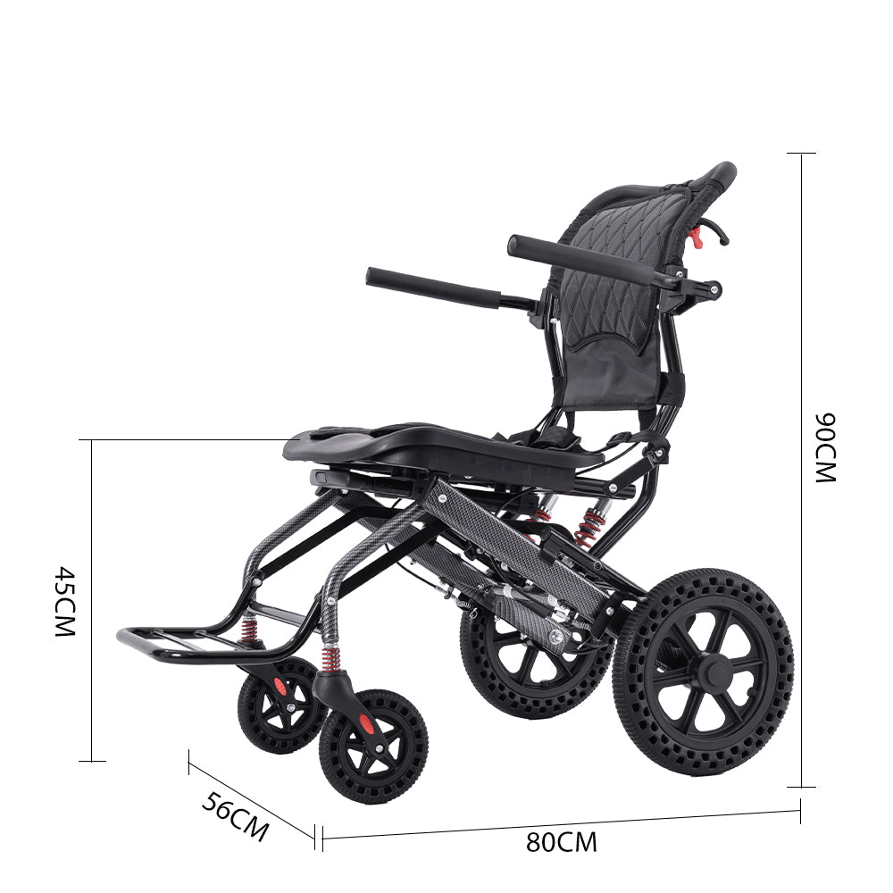 Ultra Lightweight Portable Ergonomic Design Foldable Manual Wheelchair with Pull Rod Aluminum Alloy Travel Wheelchair