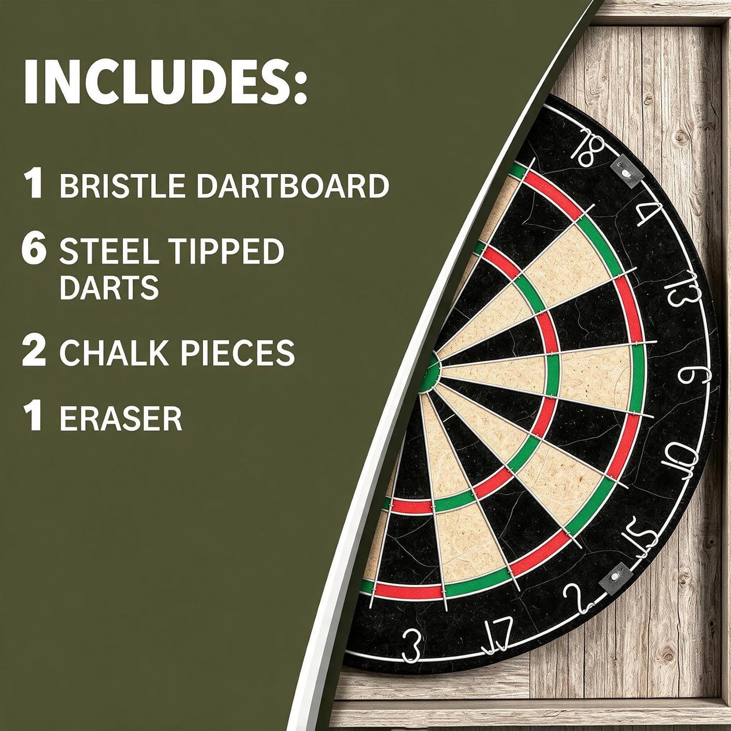Official Size Dartboard Cabinet Set – 46 × 4 cm Dart Board with 6 Darts, Scoreboards, Dart Holders, Chalk & Eraser