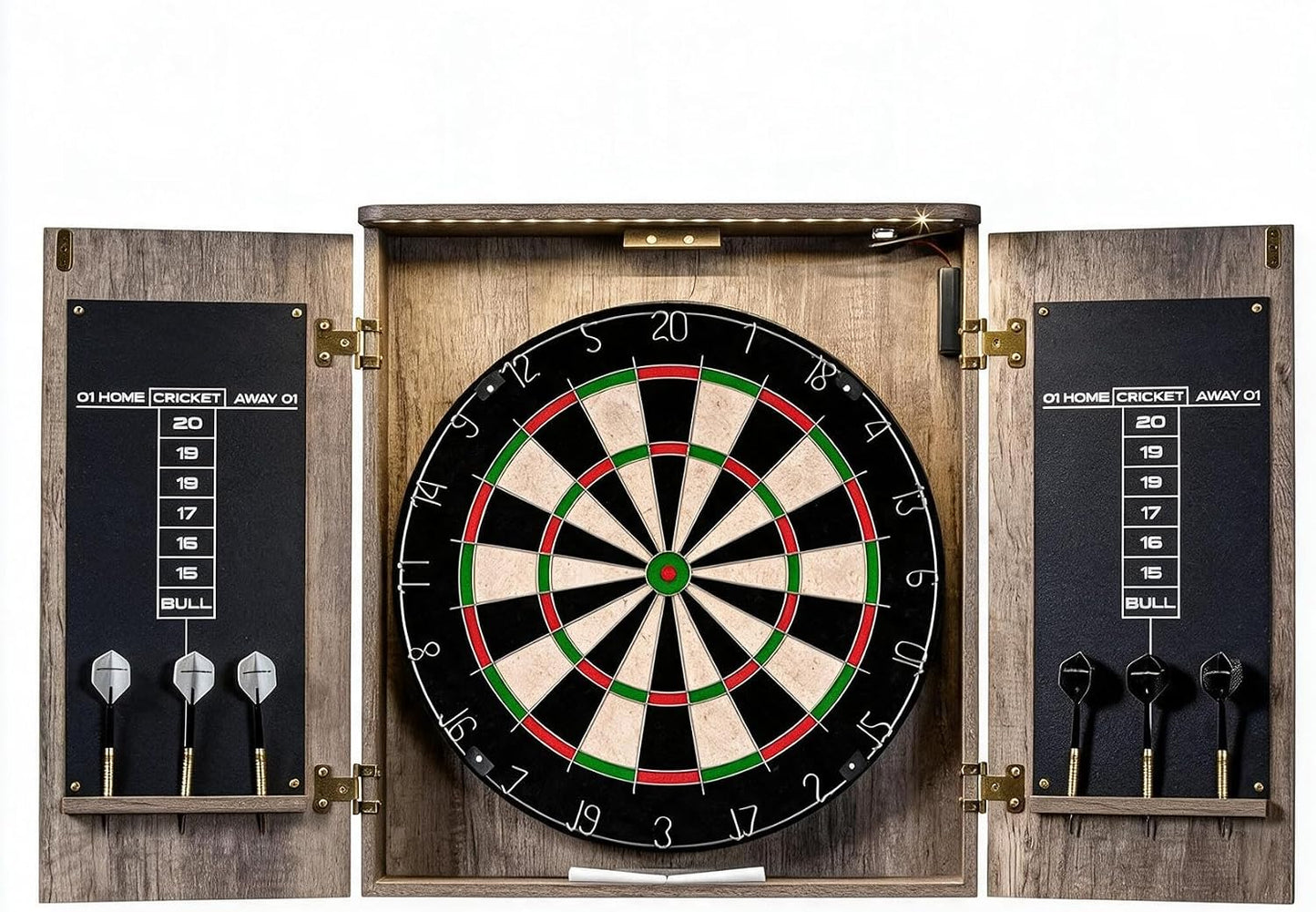 Official Size Dartboard Cabinet Set – 46 × 4 cm Dart Board with 6 Darts, Scoreboards, Dart Holders, Chalk & Eraser