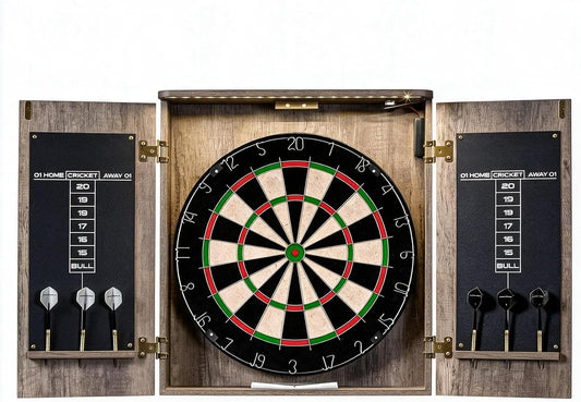 Official Size Dartboard Cabinet Set – 46 × 4 cm Dart Board with 6 Darts, Scoreboards, Dart Holders, Chalk & Eraser