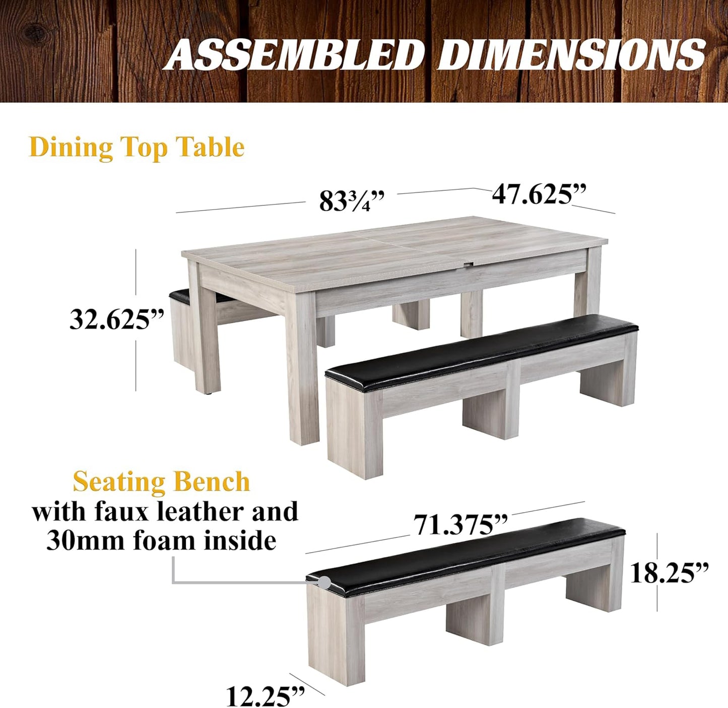 7ft 3-in-1 Convertible Multifunction Billiard Pool Table with Dining Top&Ping Pong Top with Two Stools