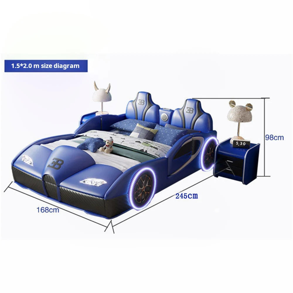 Car Style Kids Wooden Bed – Safe, Stylish & Built to Last Eco-Friendly Wooden Kids Bed –Only Bed  Minimalist Design ZLJ1130-BL-150-SRK