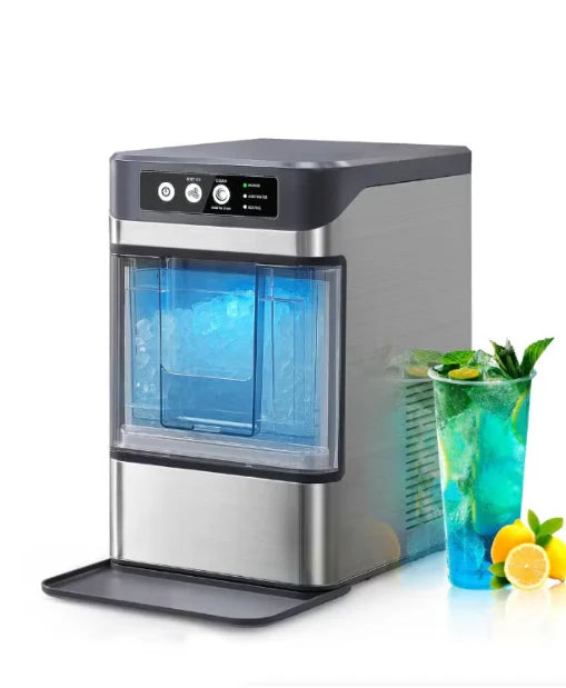 Automatic Countertop Nugget Ice Maker – 17KG/Day Portable Chewable Pellet Ice Machine with Self-Cleaning