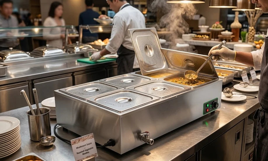 HB-6V Electric Bain Marie 6 × 1/2 GN | 1.5KW Stainless Steel Commercial Buffet Food Warmer