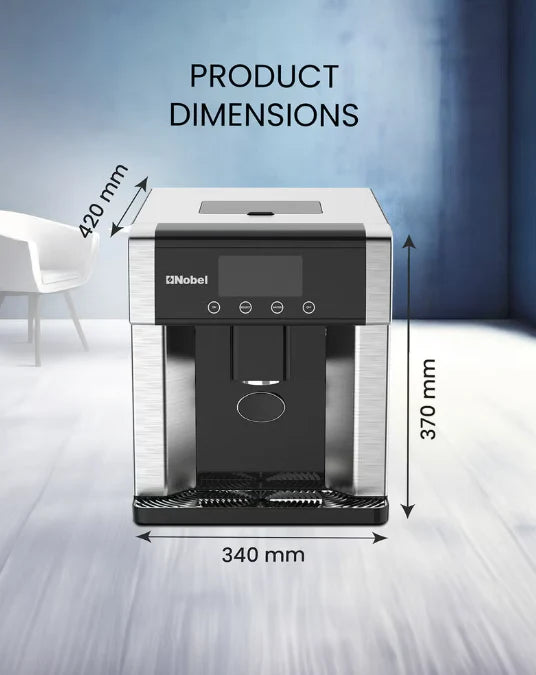 Nobel NIM31 Countertop Ice Maker & Water Dispenser – 10–15KG/Day, 3 Ice Sizes, 1.8L Tank & LCD Display