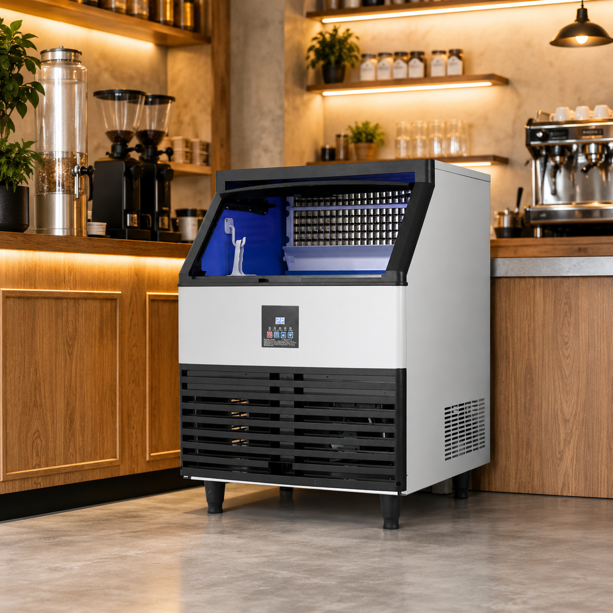 Commercial Ice Maker Machine, 240KGS/24H Stainless Steel under Counter Ice Machine with 45KGS Ice Storage Capacity, for/Restaurant/Bar/Coffee Shop