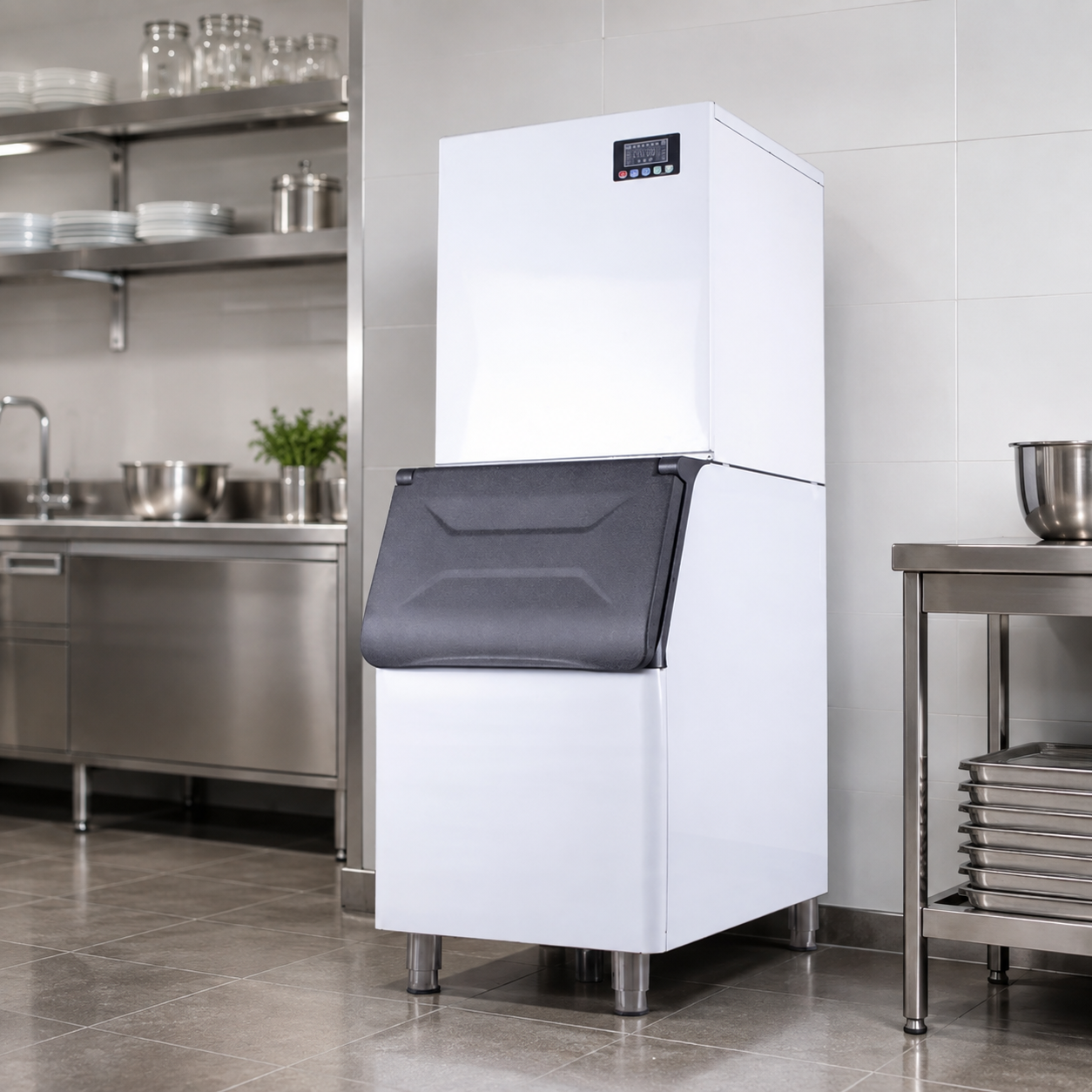 Ice Cube Makers, Commercial Ice Maker Machine,Under Counter Ice Maker with Large Storage Bin,Fully-Automatic Freestanding Commercial Clear Cube Ice Make for Bussiness, Home,360KG