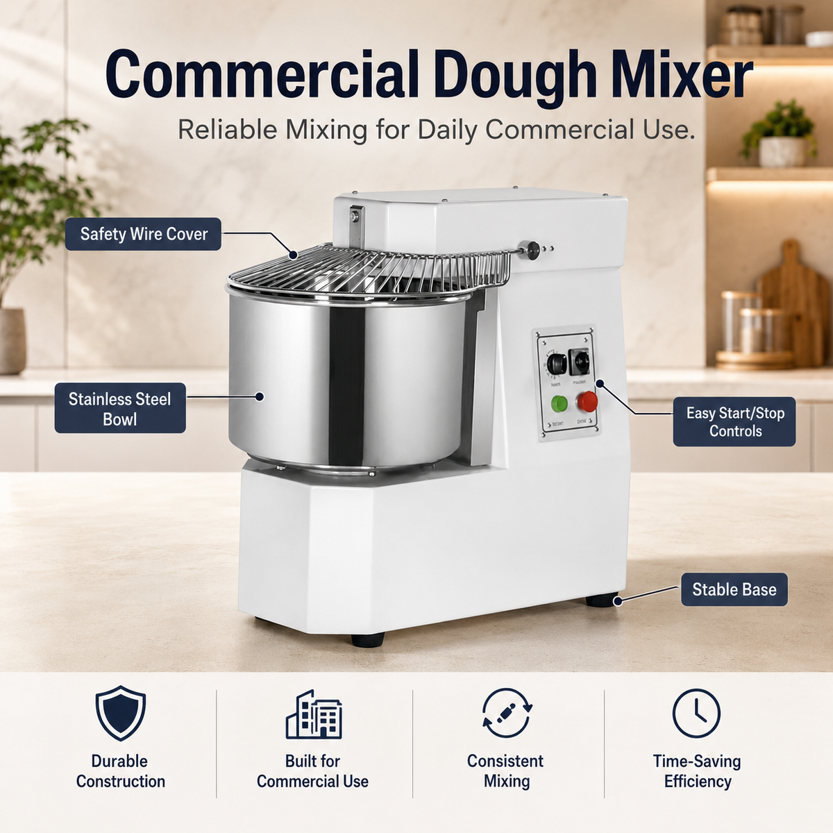 DH-20G Spiral Mixer 20L Fixed Head Commercial Dough Mixer – Italian Technology