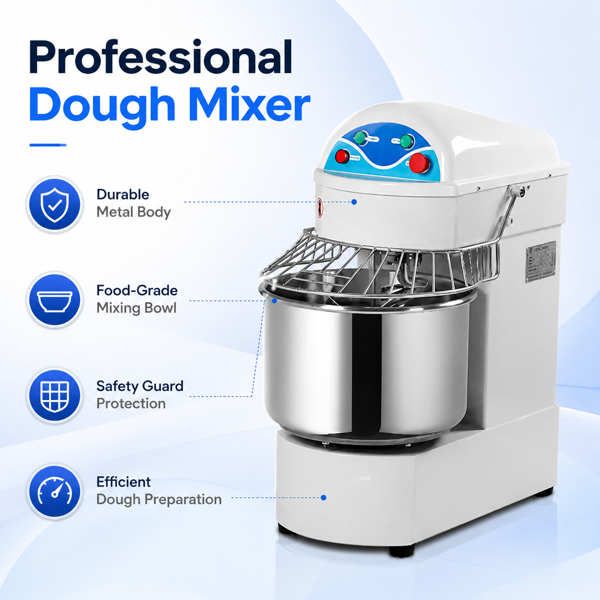 DH-20A Spiral Mixer 20L Double Speed Commercial Dough Mixer – Italian Technology