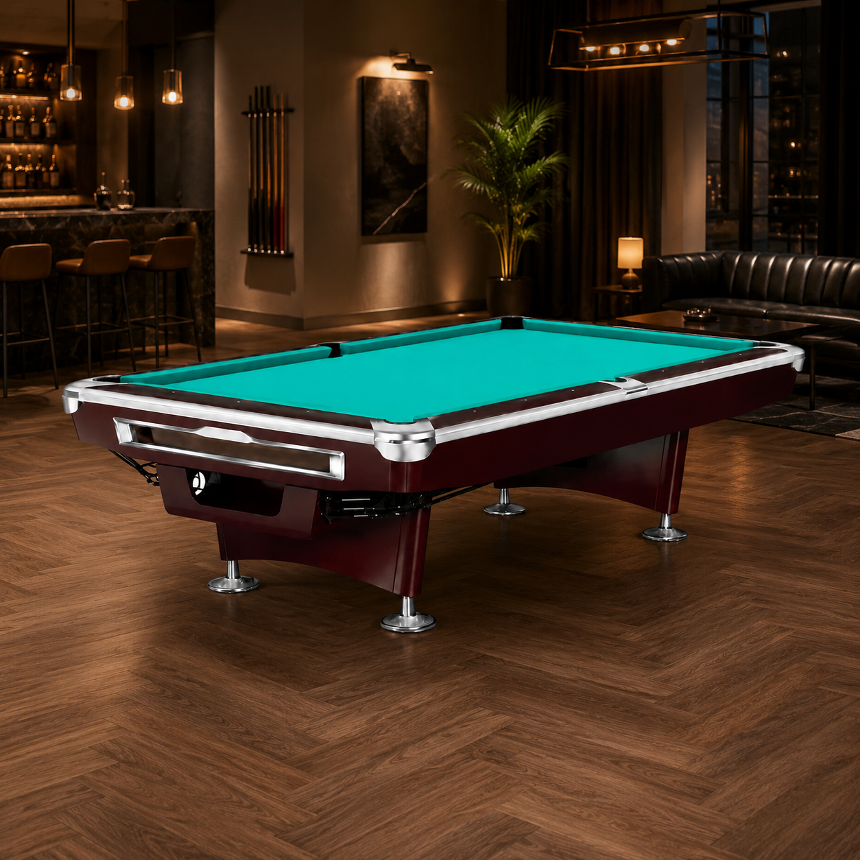 9ft Classic Professional Billiard Table with Solid Maple Wood Frame & ANDY 588 Felt