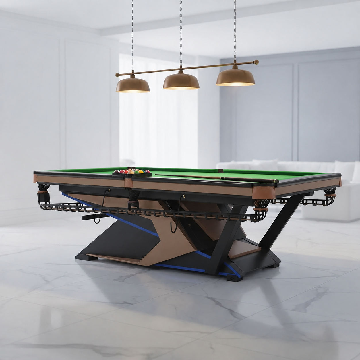 Elegant Commercial Billiard Table TE-LT with Steel Frame, Slate Bed & Professional CPBA Cloth