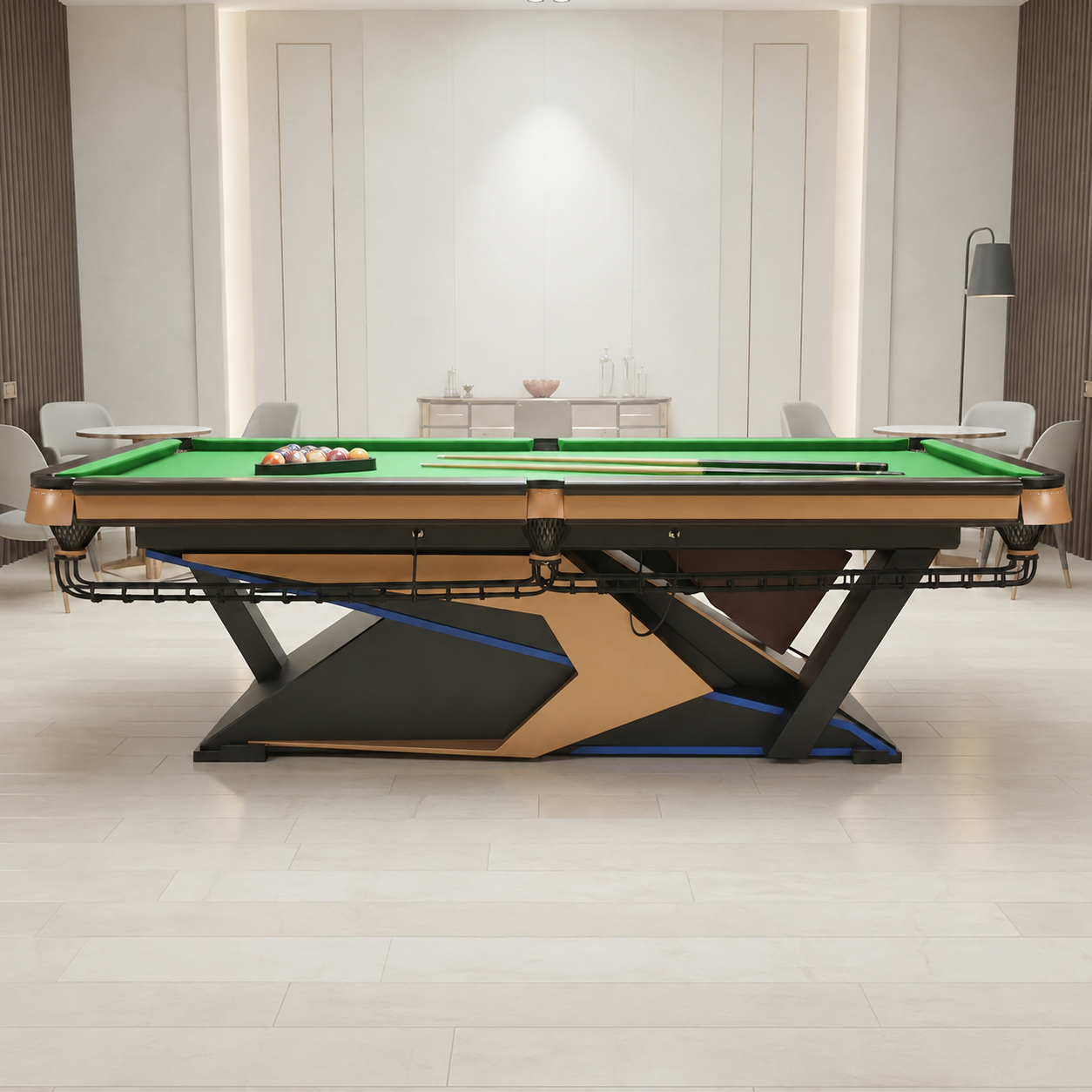 Elegant Commercial Billiard Table TE-LT with Steel Frame, Slate Bed & Professional CPBA Cloth
