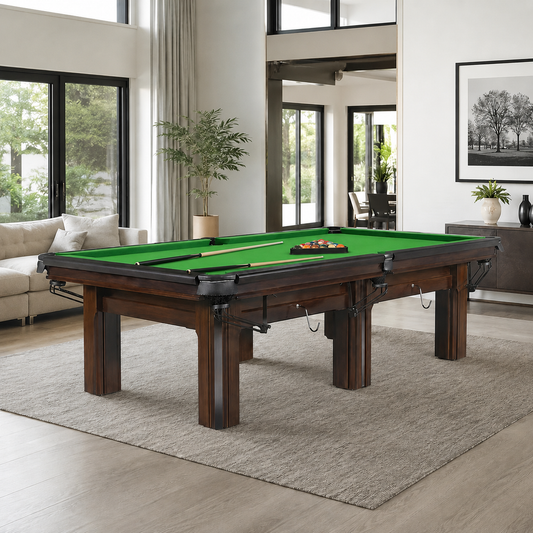 9-WT Pure 9ft Minimalist Slate Billiard Table with Solid Maple Wood Frame & Leather Pockets
