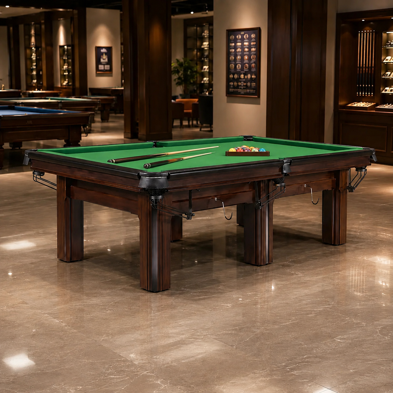 9-WT Pure 9ft Minimalist Slate Billiard Table with Solid Maple Wood Frame & Leather Pockets
