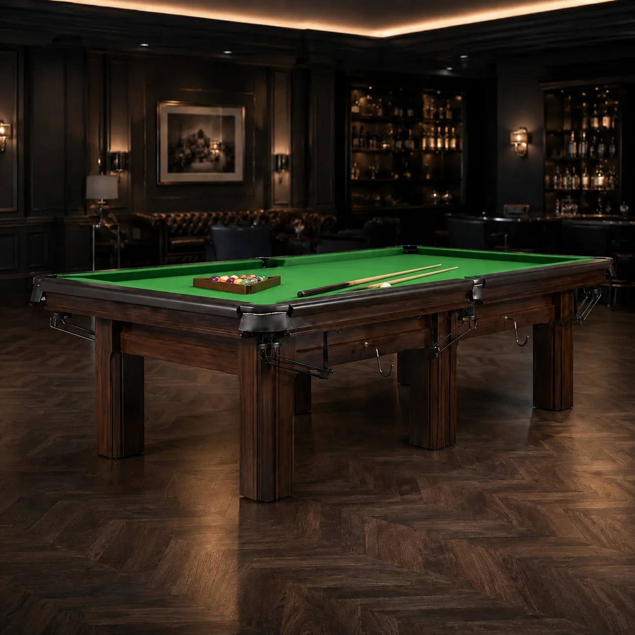 9-WT Pure 9ft Minimalist Slate Billiard Table with Solid Maple Wood Frame & Leather Pockets